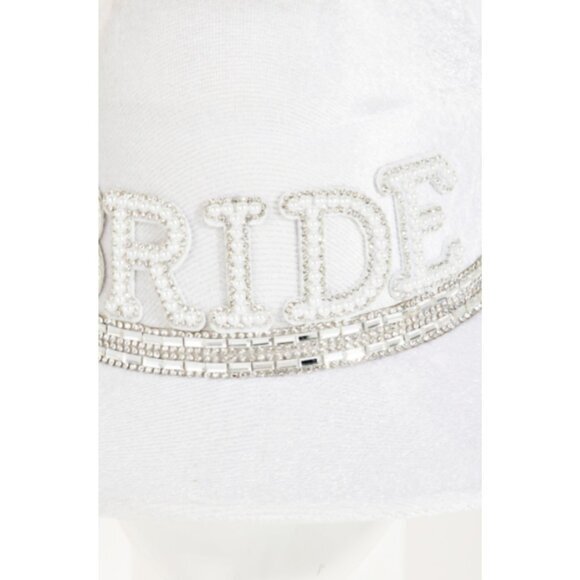 Women’s White‎ "Bride" Cowboy Hat with Pearls & Veil – Bachelorette Party - Picture 5 of 5